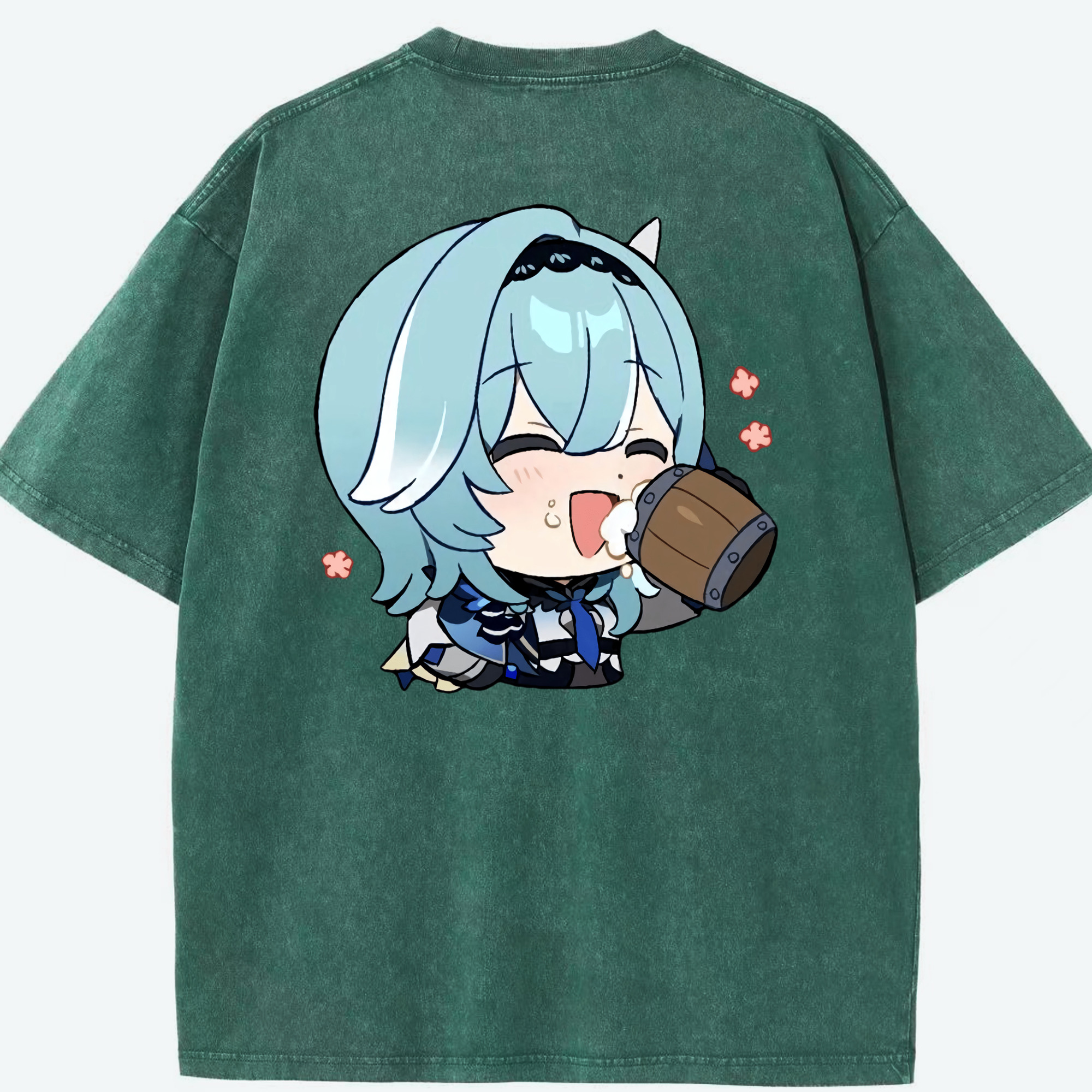 げんし神 优菈 ゆうら genshin Yūra 綿100% ヴィンテージ風 半袖Tシャツ（背面プリント）